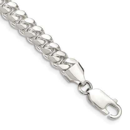 7 Inch Sterling Silver 6.4mm Polished Domed Curb Chain Bracelet