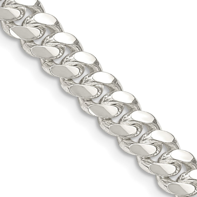 26 Inch Sterling Silver 6.4mm Polished Domed Curb Chain Necklace