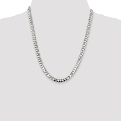 22 Inch Sterling Silver 7.0mm Polished Domed Curb Chain Necklace