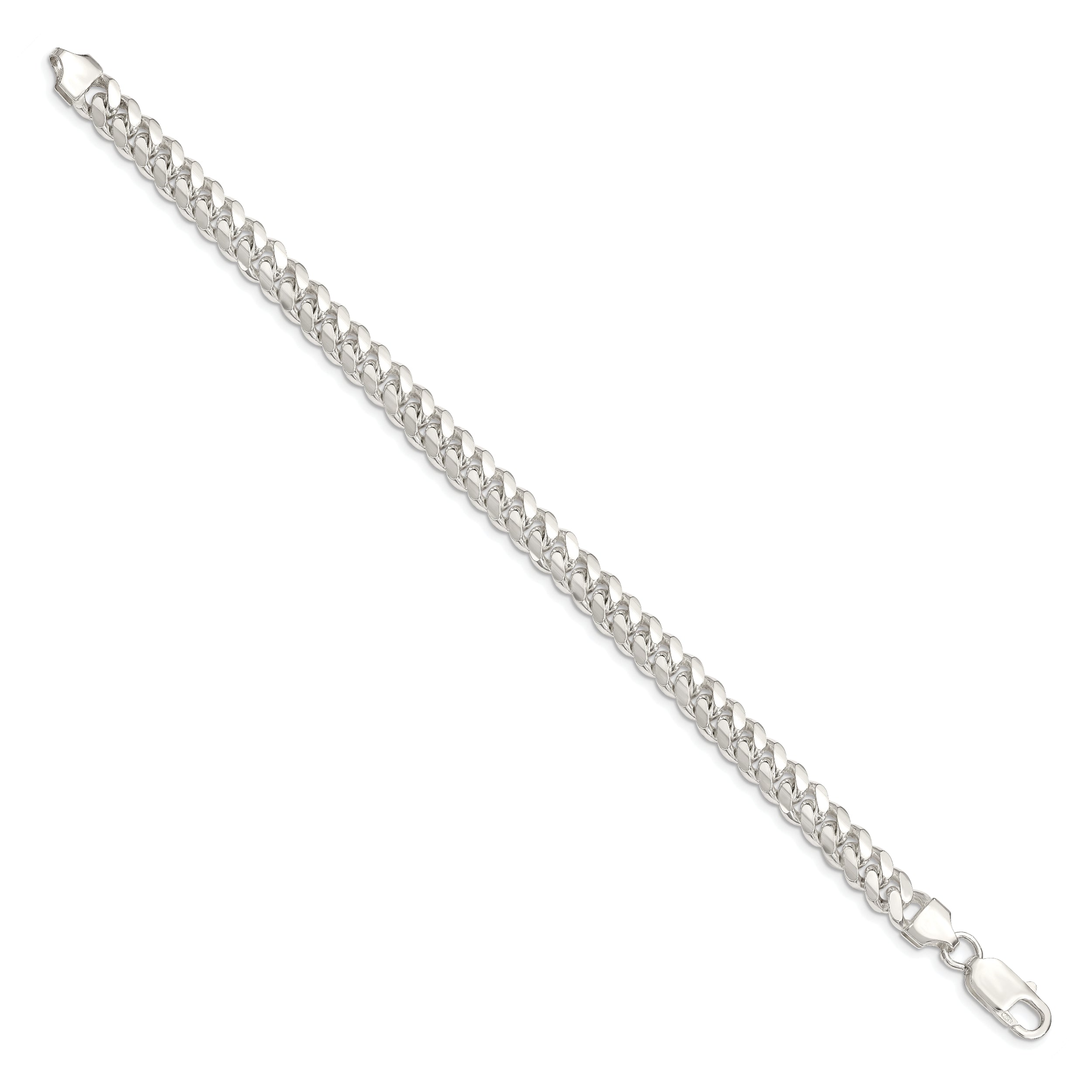 7 Inch Sterling Silver 7.0mm Polished Domed Curb Chain