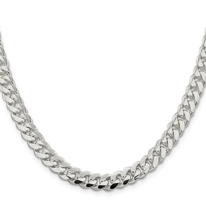 28 Inch Sterling Silver 7.8mm Polished Domed Curb Chain Necklace