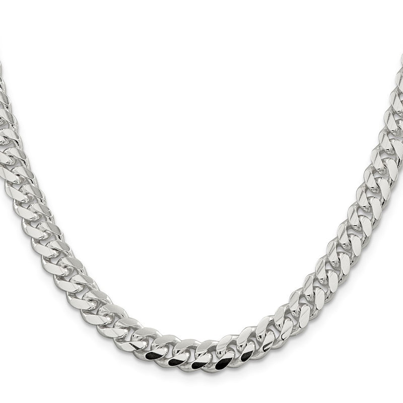 28 Inch Sterling Silver 7.8mm Polished Domed Curb Chain Necklace
