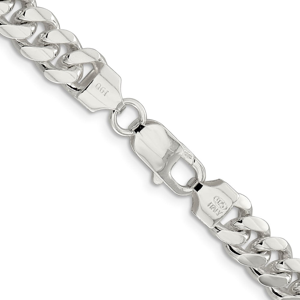 28 Inch Sterling Silver 7.8mm Polished Domed Curb Chain Necklace