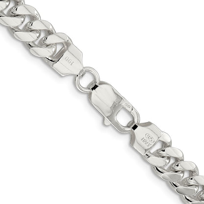 28 Inch Sterling Silver 7.8mm Polished Domed Curb Chain Necklace