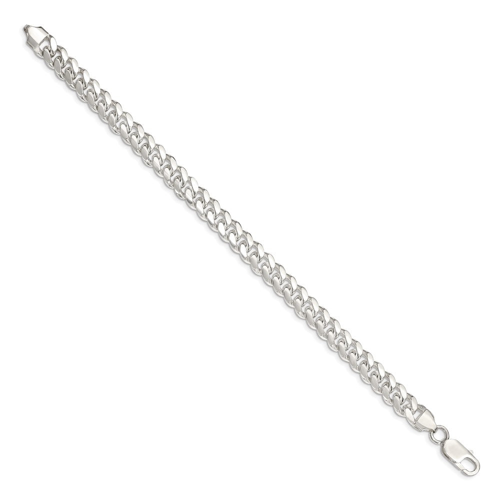 9 Inch Sterling Silver 7.8mm Polished Domed Curb Chain Bracelet