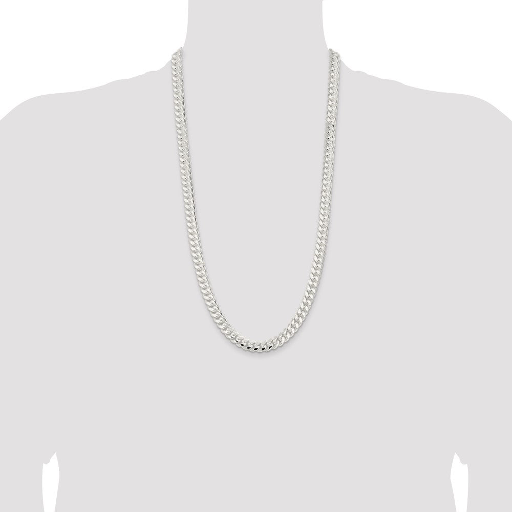 28 Inch Sterling Silver 9mm Polished Domed Curb Chain Necklace