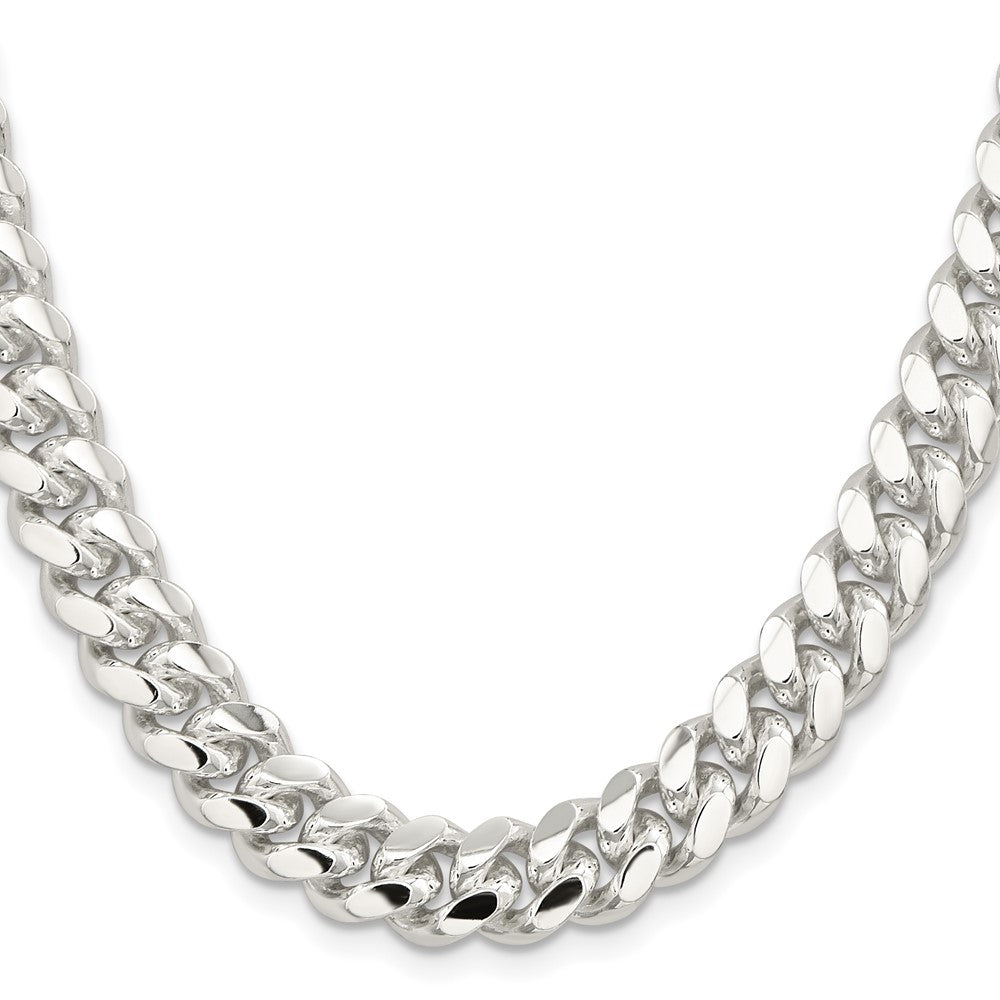 28 Inch Sterling Silver 10.7mm Polished Domed Curb Chain Necklace