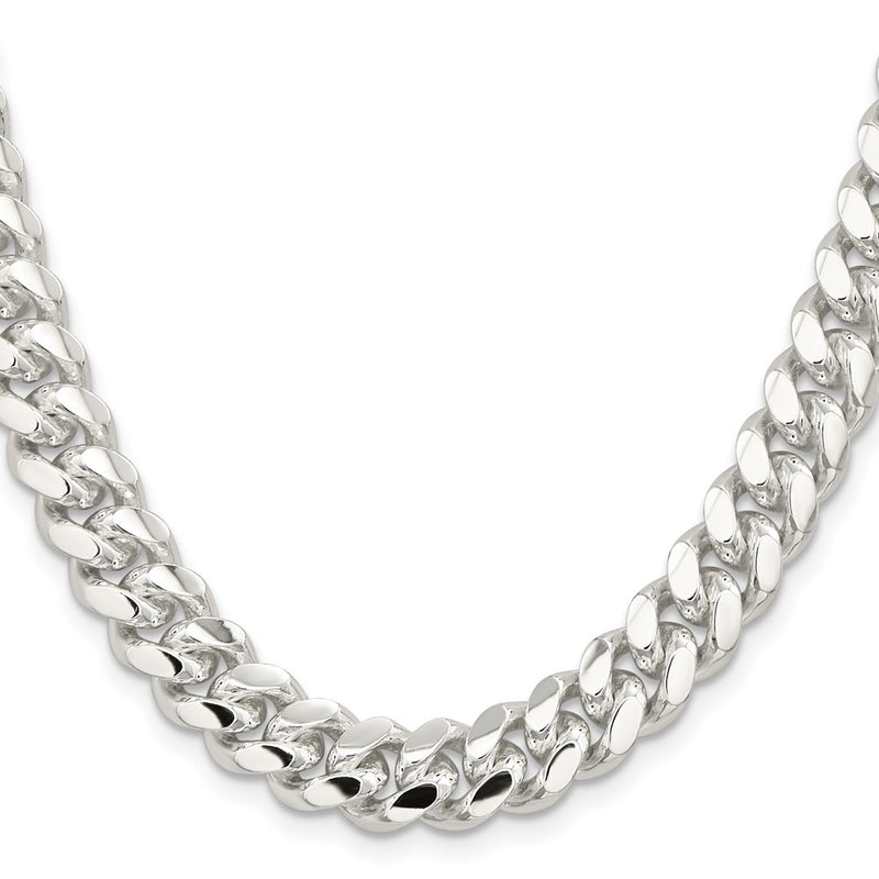 28 Inch Sterling Silver 10.7mm Polished Domed Curb Chain Necklace