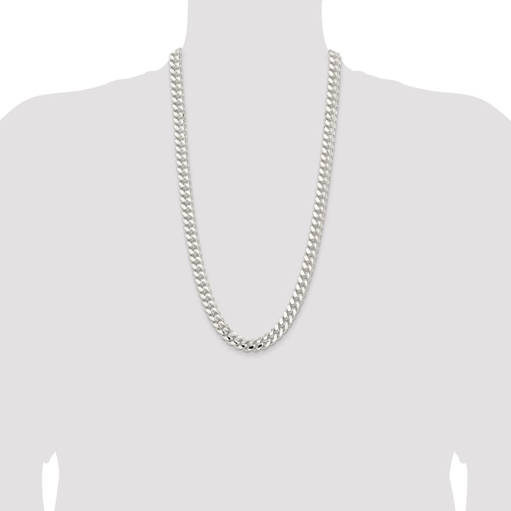 28 Inch Sterling Silver 10.7mm Polished Domed Curb Chain Necklace
