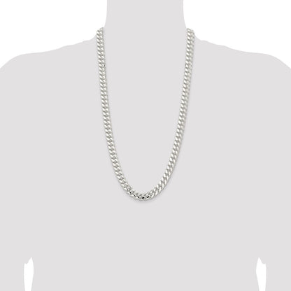 28 Inch Sterling Silver 10.7mm Polished Domed Curb Chain Necklace