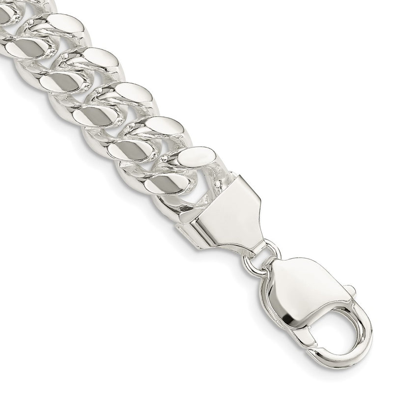 9 Inch Sterling Silver 10.7mm Polished Domed Curb Chain Bracelet