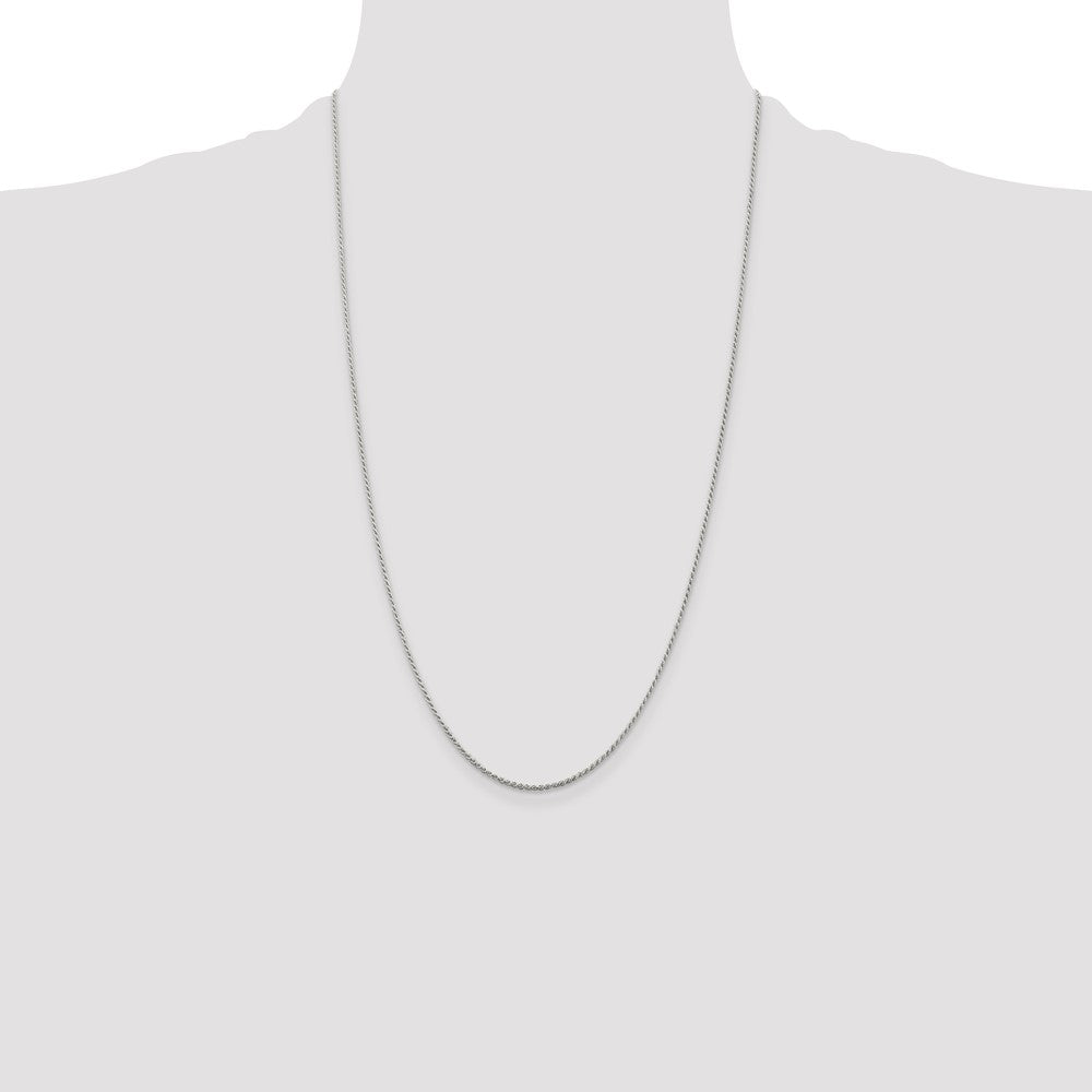 26 Inch Sterling Silver 1.2mm Diamond-Cut Rope Chain Necklace