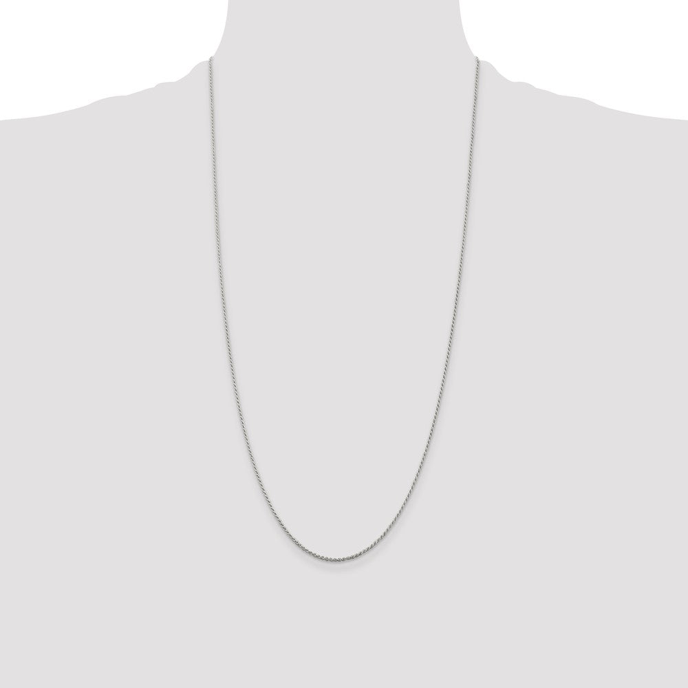 28 Inch Sterling Silver 1.2mm Diamond-Cut Rope Chain Necklace