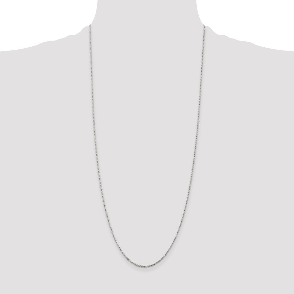 30 Inch Sterling Silver 1.2mm Diamond-Cut Rope Chain Necklace