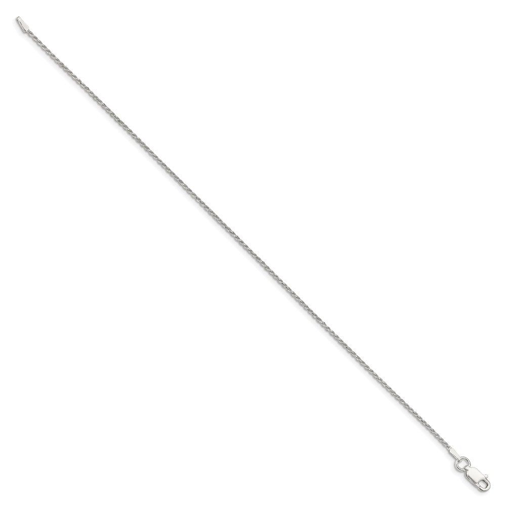 10 Inch Sterling Silver 1.2mm Diamond-Cut Rope Chain Anklet