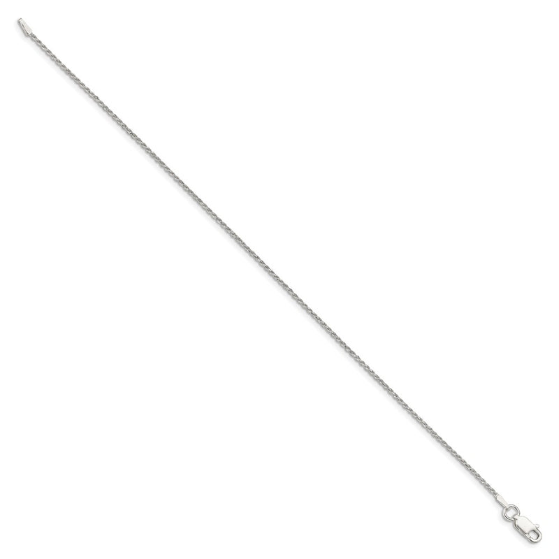 10 Inch Sterling Silver 1.2mm Diamond-Cut Rope Chain Anklet