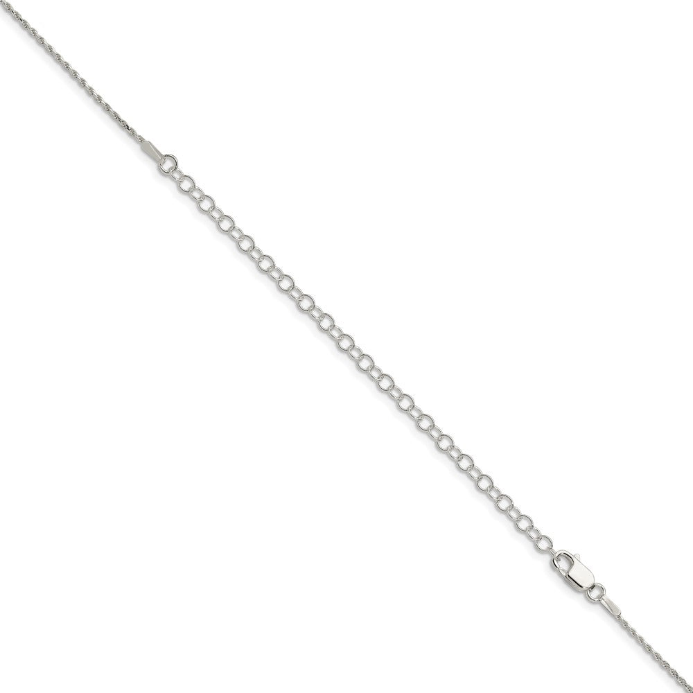 22 Inch Sterling Silver 1.2mm Diamond-Cut Rope Chain W/4In Ext.