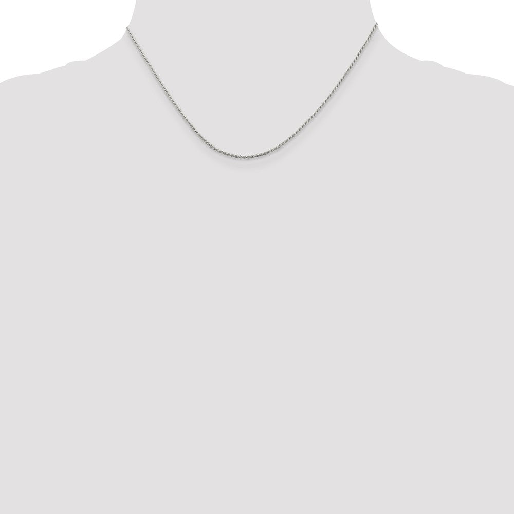 16 Inch Sterling Silver Rhodium-Plated 1.2mm Diamond-Cut Rope Chain Necklace