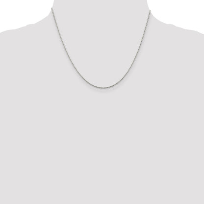 18 Inch Sterling Silver Rhodium-Plated 1.2mm Diamond-Cut Rope Chain Necklace