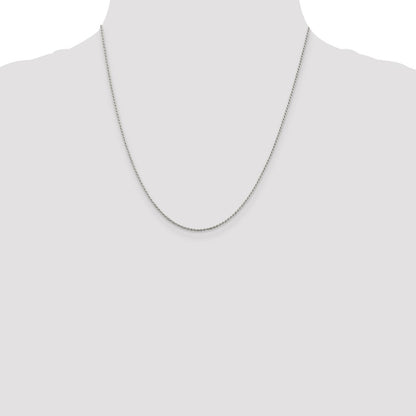 20 Inch Sterling Silver Rhodium-Plated 1.2mm Diamond-Cut Rope Chain Necklace