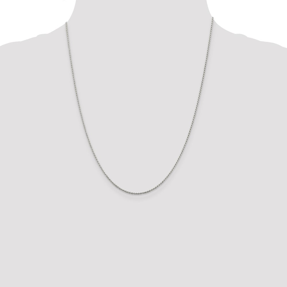 22 Inch Sterling Silver Rhodium-Plated 1.2mm Diamond-Cut Rope Chain Necklace