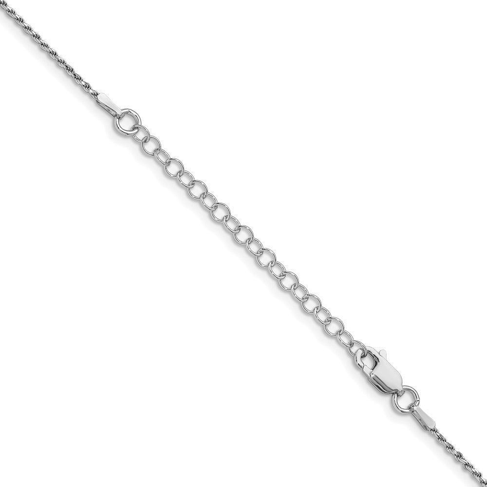 18 Inch Sterling Silver Rhodium-Plated 1.2mm Diamond-Cut Rope Chain W/2In Ext.
