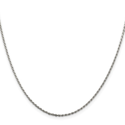 22 Inch Sterling Silver 1.5mm Diamond-Cut Rope Chain Necklace