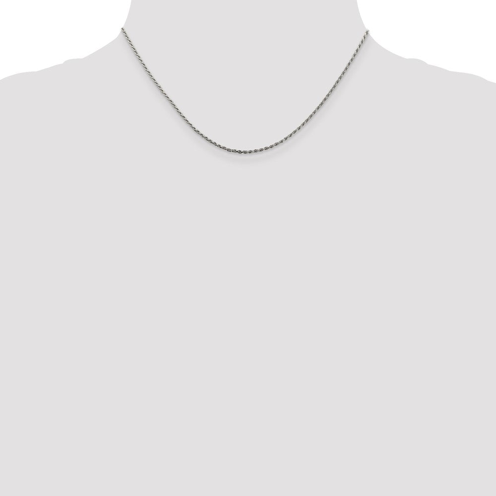 16 Inch Sterling Silver 1.5mm Diamond-Cut Rope Chain Necklace
