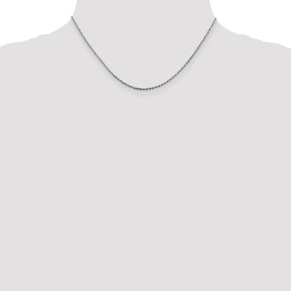 16 Inch Sterling Silver 1.5mm Diamond-Cut Rope Chain Necklace