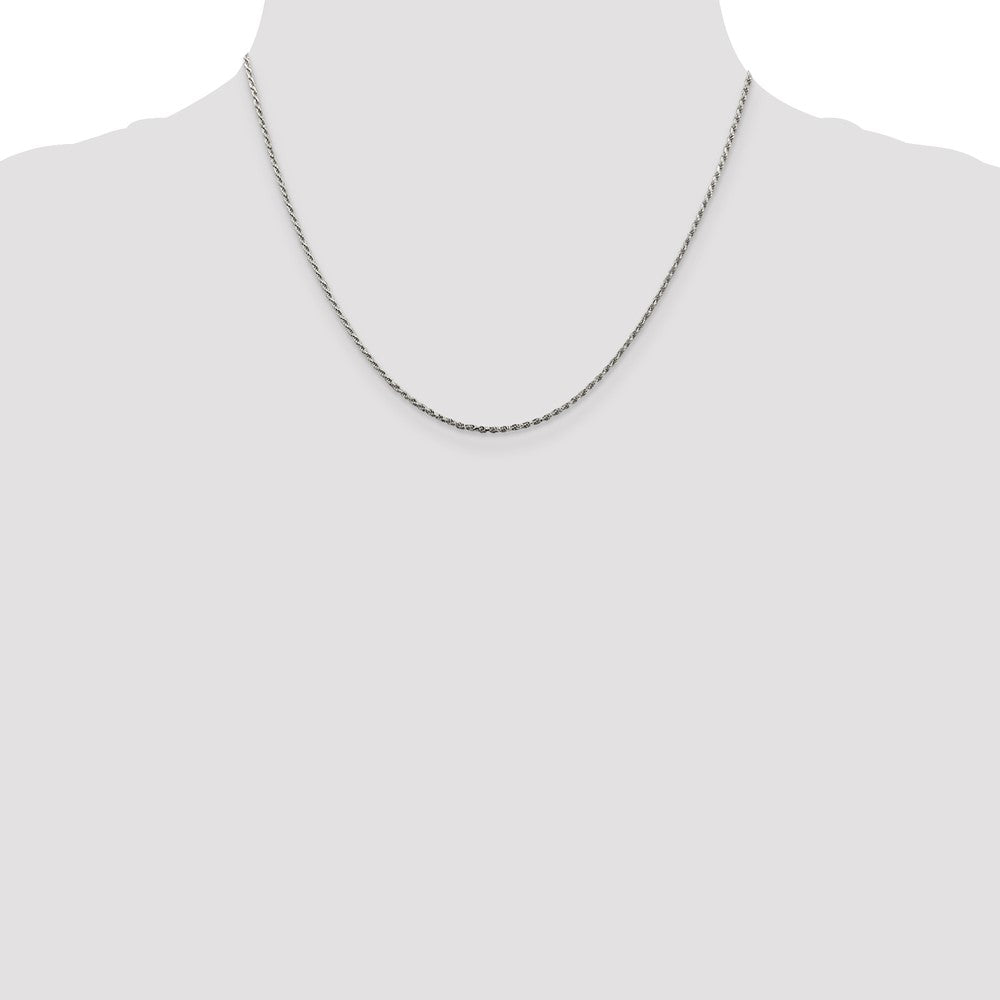 18 Inch Sterling Silver 1.5mm Diamond-Cut Rope Chain W/2In Ext.