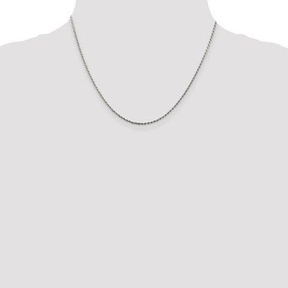 18 Inch Sterling Silver 1.5mm Diamond-Cut Rope Chain W/2In Ext.