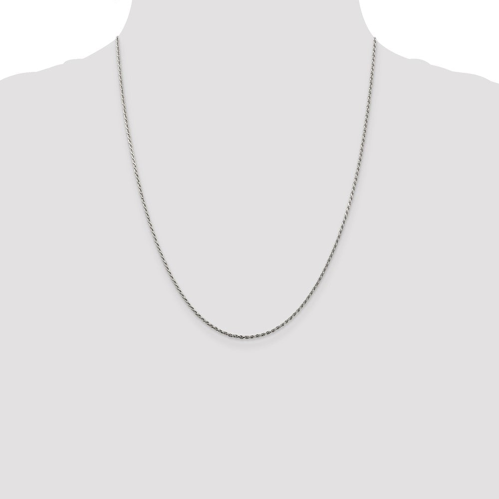 22 Inch Sterling Silver 1.5mm Diamond-Cut Rope Chain W/4In Ext.
