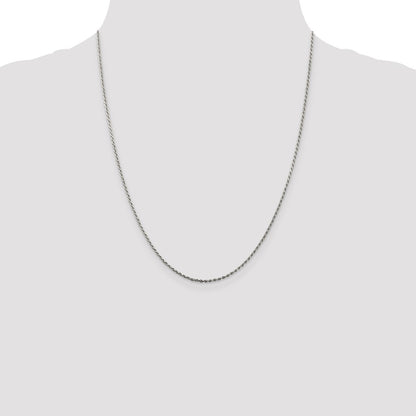 22 Inch Sterling Silver 1.5mm Diamond-Cut Rope Chain W/4In Ext.