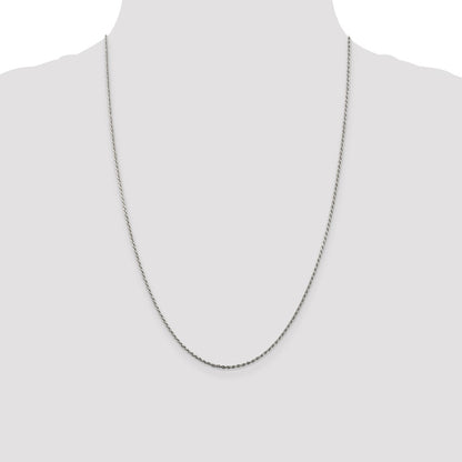 24 Inch Sterling Silver 1.5mm Diamond-Cut Rope Chain Necklace