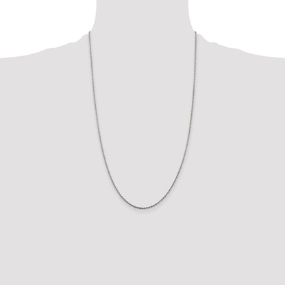 26 Inch Sterling Silver 1.5mm Diamond-Cut Rope Chain Necklace