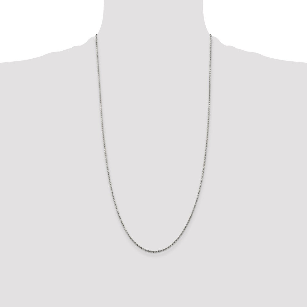 28 Inch Sterling Silver 1.5mm Diamond-Cut Rope Chain Necklace