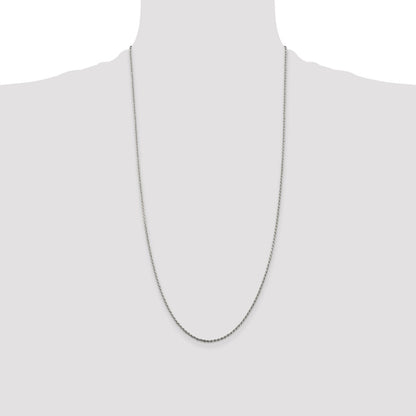 28 Inch Sterling Silver 1.5mm Diamond-Cut Rope Chain Necklace