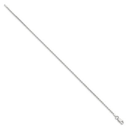 10 Inch Sterling Silver 1.5mm Diamond-Cut Rope Chain Anklet