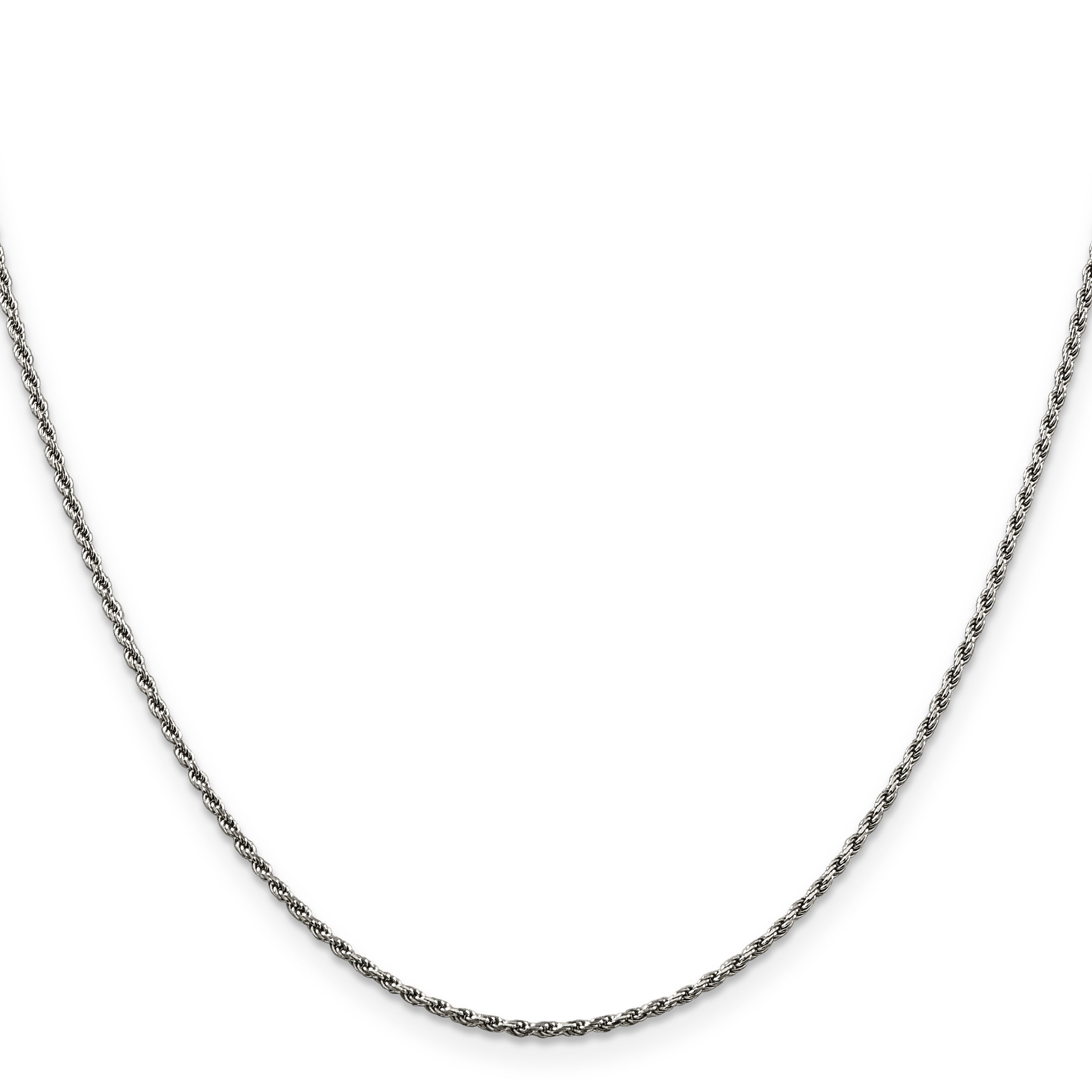 14 Inch Sterling Silver Rhodium-Plated 1.5mm Diamond-Cut Rope Chain