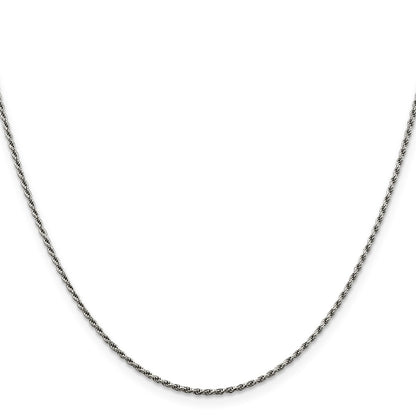 20 Inch Sterling Silver Rhodium-Plated 1.5mm Diamond-Cut Rope Chain Necklace
