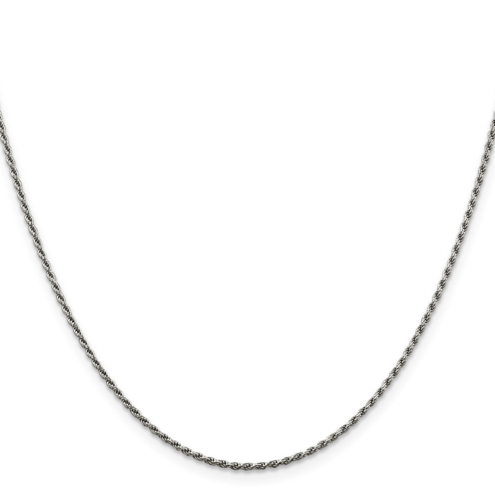 26 Inch Sterling Silver Rhodium-Plated 1.5mm Diamond-Cut Rope Chain Necklace