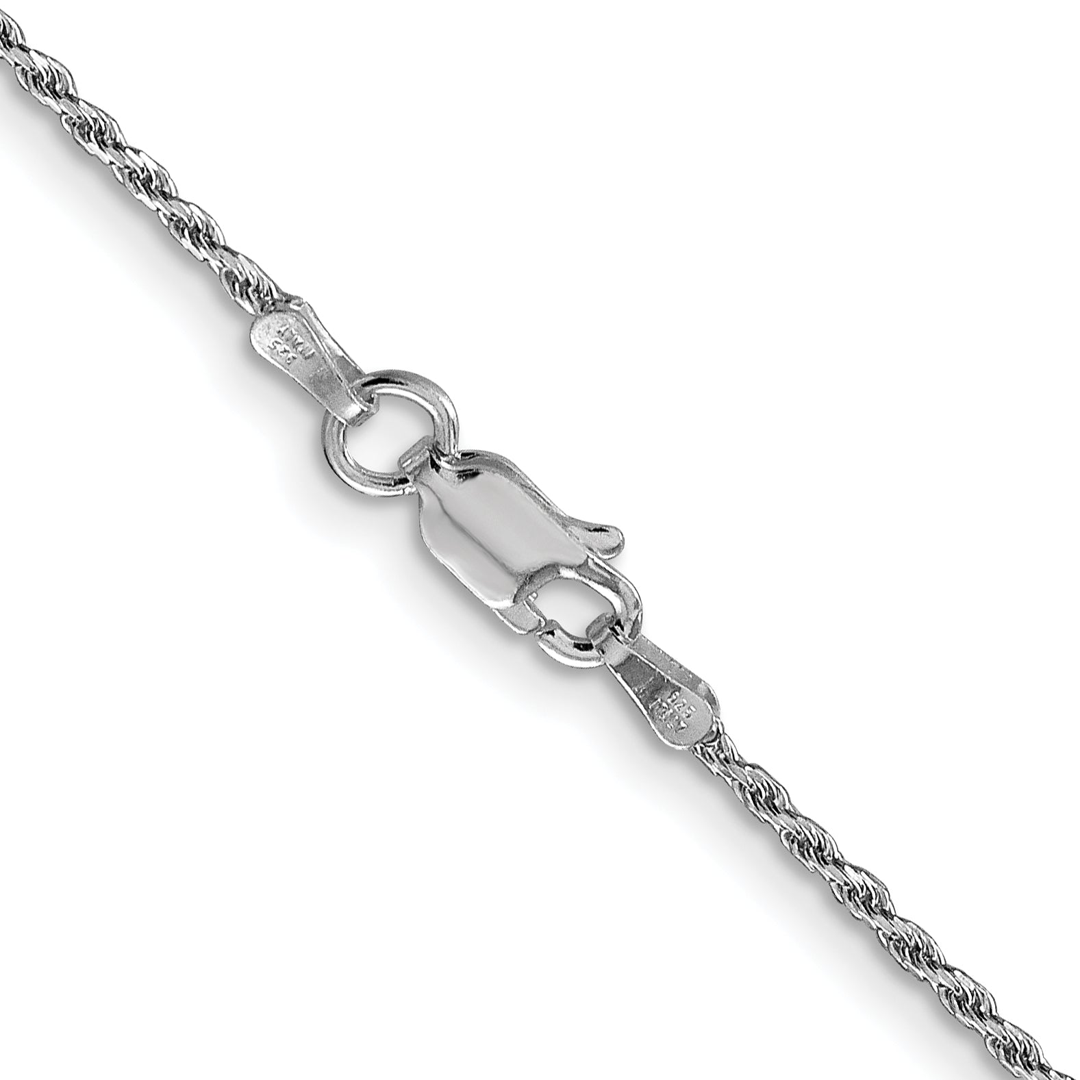 14 Inch Sterling Silver Rhodium-Plated 1.5mm Diamond-Cut Rope Chain