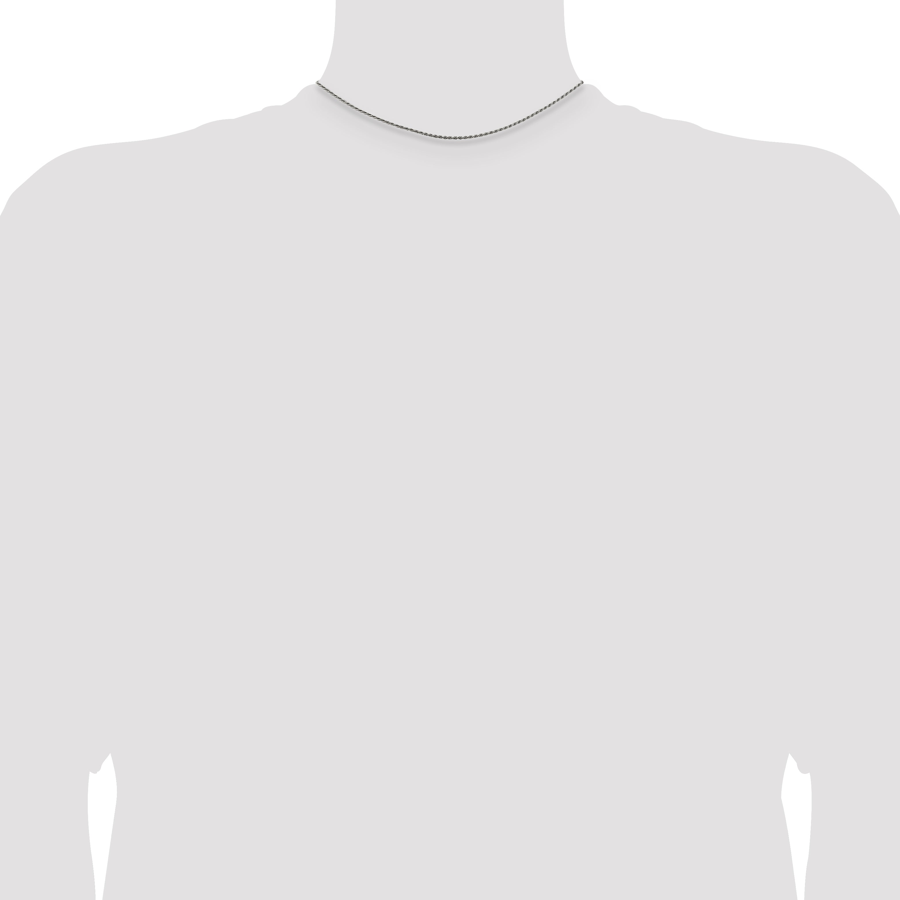 14 Inch Sterling Silver Rhodium-Plated 1.5mm Diamond-Cut Rope Chain