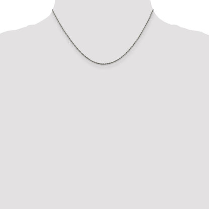 16 Inch Sterling Silver Rhodium-Plated 1.5mm Diamond-Cut Rope Chain Necklace
