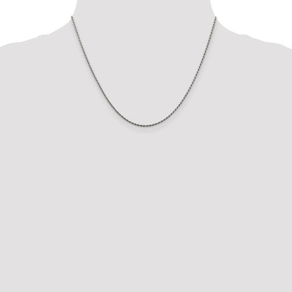 18 Inch Sterling Silver Rhodium-Plated 1.5mm Diamond-Cut Rope Chain Necklace