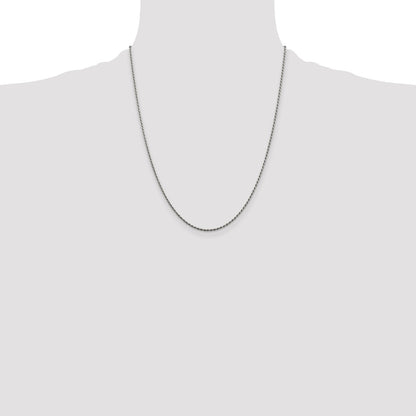 22 Inch Sterling Silver Rhodium-Plated 1.5mm Diamond-Cut Rope Chain Necklace