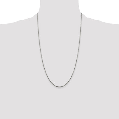 26 Inch Sterling Silver Rhodium-Plated 1.5mm Diamond-Cut Rope Chain Necklace
