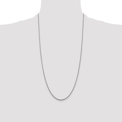 28 Inch Sterling Silver Rhodium-Plated 1.5mm Diamond-Cut Rope Chain Necklace
