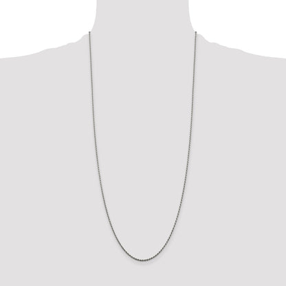 30 Inch Sterling Silver Rhodium-Plated 1.5mm Diamond-Cut Rope Chain Necklace
