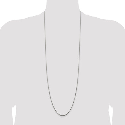 36 Inch Sterling Silver Rhodium-Plated 1.5mm Diamond-Cut Rope Chain Necklace